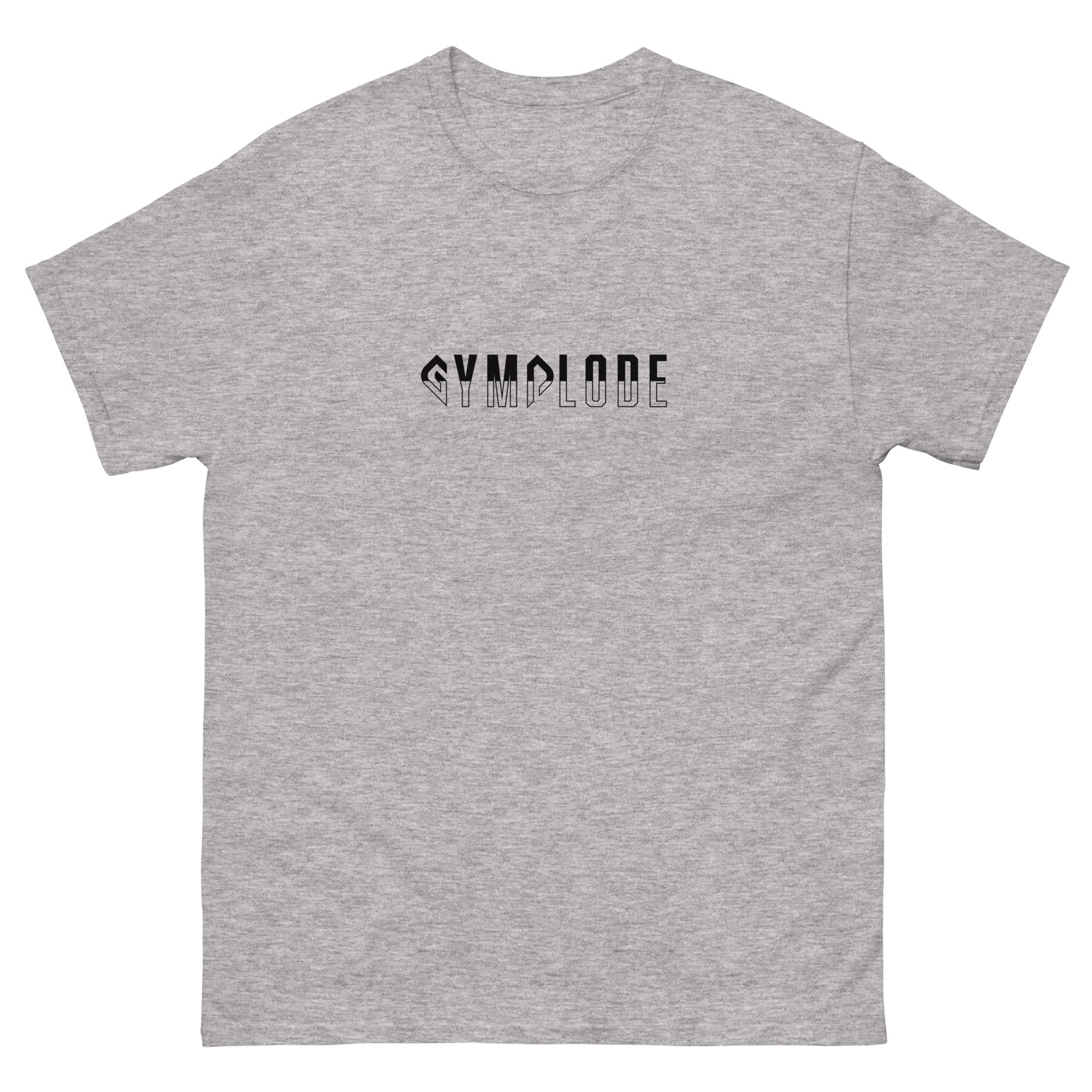 Womens Classic Everyday sport grey Gymplode t-shirt with signature logo print, front view