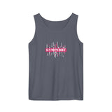 Womens denim Prismatic relaxed fit tank top with Gymplode signature logo