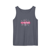 Womens denim Prismatic relaxed fit tank top with Gymplode signature logo