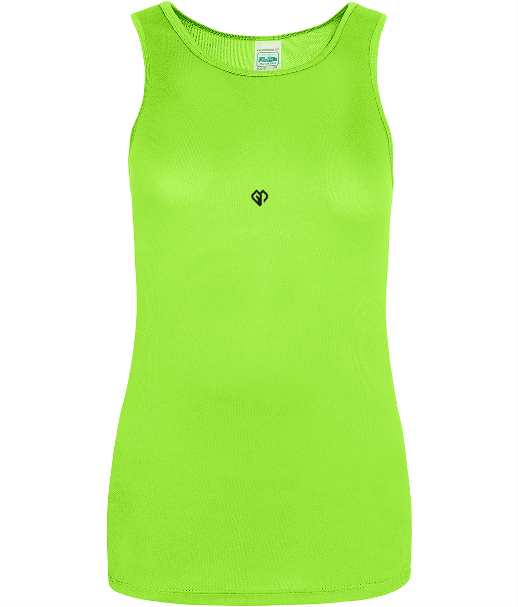 Womens electric green AWDis girlie fit just cool vest with Gymplode icon logo