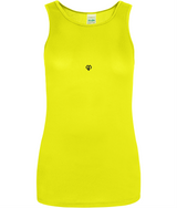 Womens electric yellow AWDis girlie fit just cool vest with Gymplode icon logo