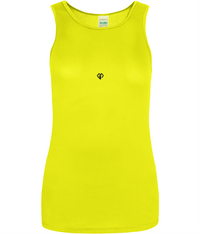 Womens electric yellow AWDis girlie fit just cool vest with Gymplode icon logo