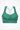 Womens elf green longline sports bra with Gymplode dual mark logo, front view
