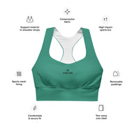 Womens elf green Gymplode longline sports bra key features
