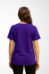 Womens everyday Gymplode t-shirt with no print, back view with model