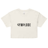 Womens Everyday relaxed fit ecru Gymplode chillout crop top with signature logo, front view