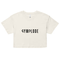 Womens Everyday relaxed fit ecru Gymplode chillout crop top with signature logo, front view