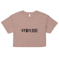 Womens Everyday relaxed fit hazy pink Gymplode chillout crop top with signature logo, front view
