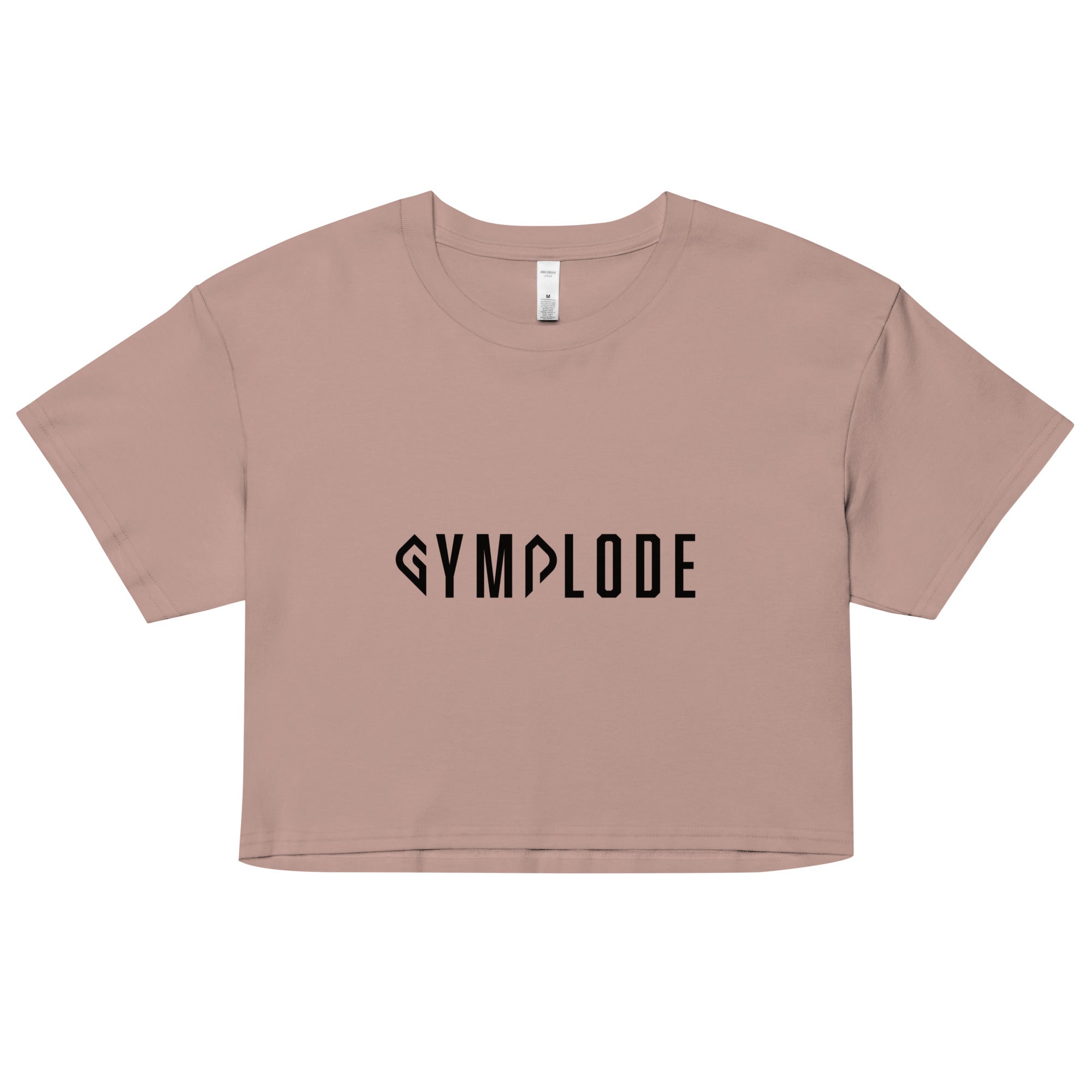 Womens Everyday relaxed fit hazy pink Gymplode chillout crop top with signature logo, front view