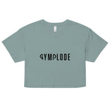 Womens Everyday relaxed fit mineral Gymplode chillout crop top with signature logo, front view