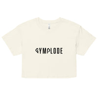 Womens Everyday relaxed fit natural Gymplode chillout crop top with signature logo, front view