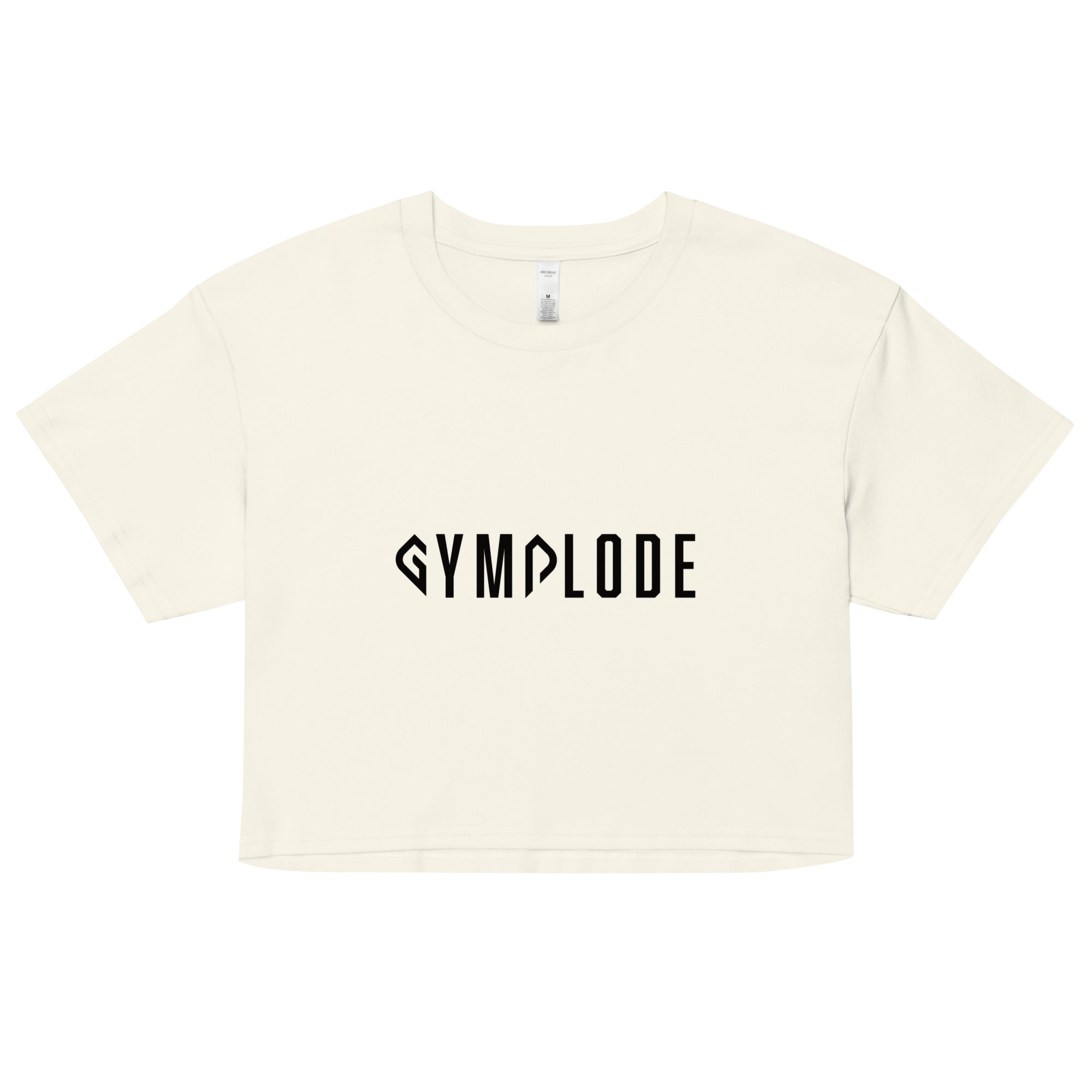 Womens Everyday relaxed fit natural Gymplode chillout crop top with signature logo, front view