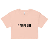 Womens Everyday relaxed fit pale pink Gymplode chillout crop top with signature logo, front view