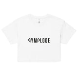 Womens Everyday relaxed fit white Gymplode chillout crop top with signature logo, front view