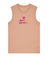 Womens fraiche peche Running on Empty comfort fit tank top with Gymplode icon logo