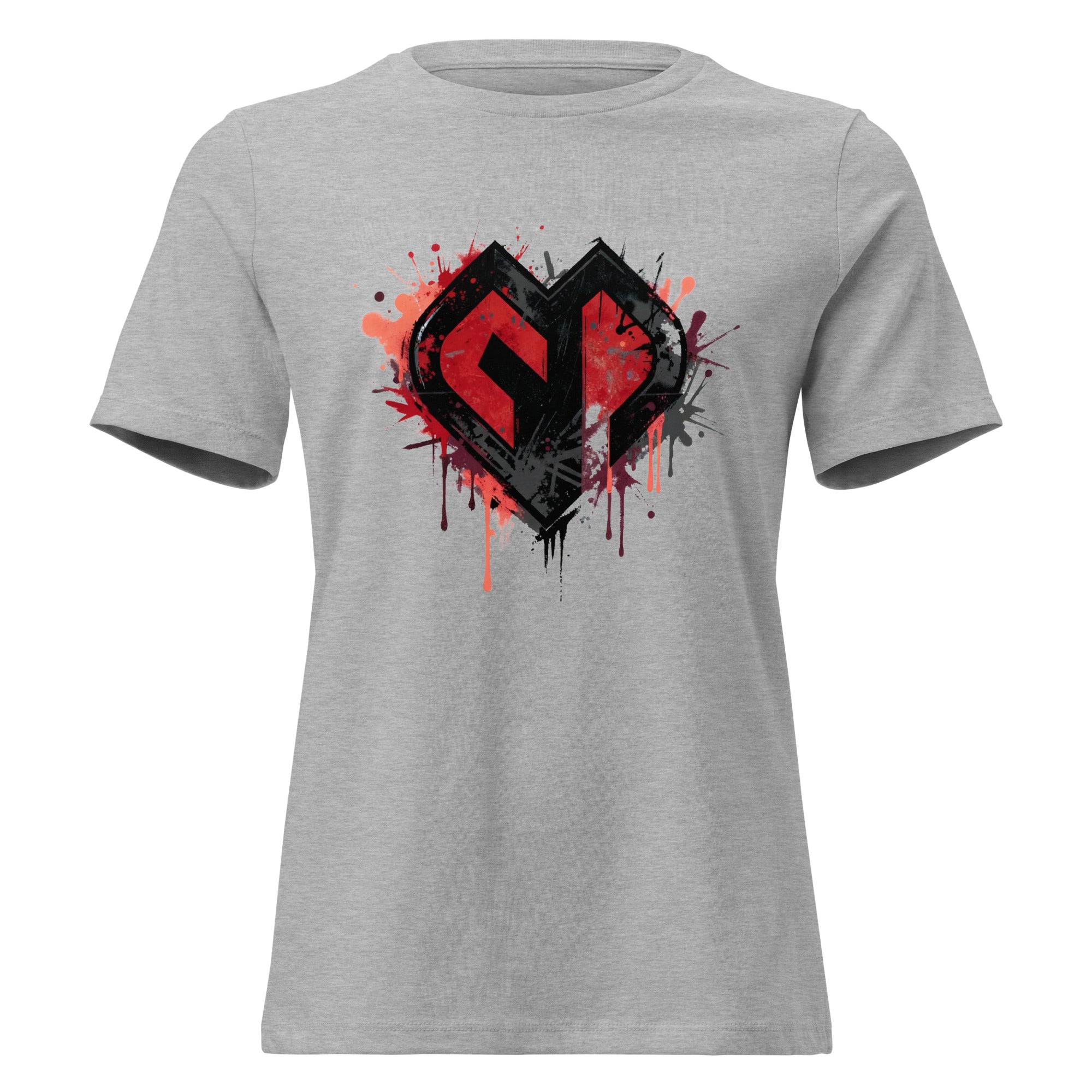 Womens Graffiti Heart girlie fit athletic heather Gymplode casualwear t-shirt with icon logo, front view