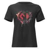 Womens Graffiti Heart girlie fit dark grey heather Gymplode casualwear t-shirt with icon logo, front view