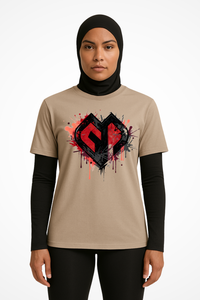 Womens Graffiti Heart girlie fit Gymplode casualwear t-shirt with icon logo, front view with model