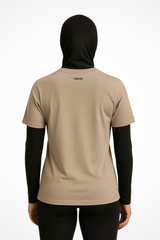 Womens Graffiti Heart girlie fit Gymplode casualwear t-shirt with signature logo, back view with model