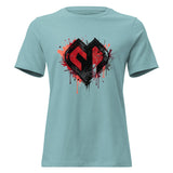 Womens Graffiti Heart girlie fit heather blue lagoon Gymplode casualwear t-shirt with icon logo, front view