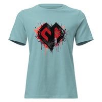 Womens Graffiti Heart girlie fit heather blue lagoon Gymplode casualwear t-shirt with icon logo, front view