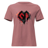 Womens Graffiti Heart girlie fit heather mauve Gymplode casualwear t-shirt with icon logo, front view