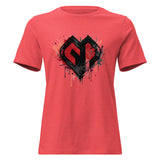 Womens Graffiti Heart girlie fit heather red Gymplode casualwear t-shirt with icon logo, front view