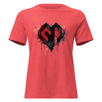 Womens Graffiti Heart girlie fit heather red Gymplode casualwear t-shirt with icon logo, front view