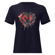 Womens Graffiti Heart girlie fit navy Gymplode casualwear t-shirt with icon logo, front view