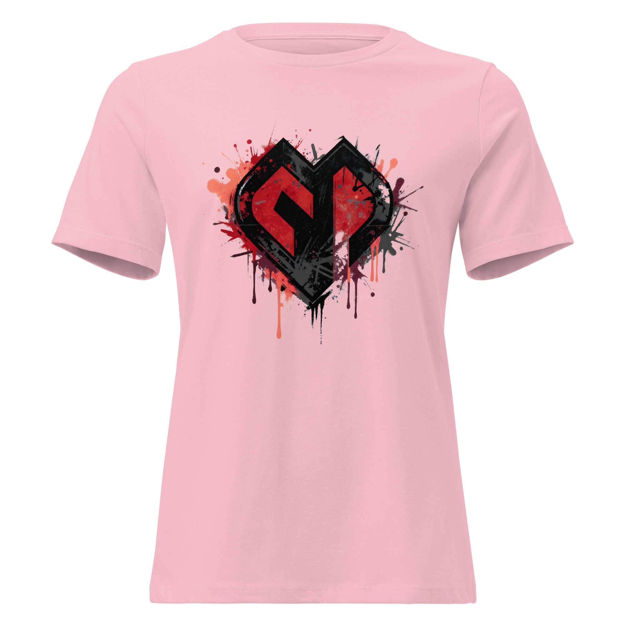 Womens Graffiti Heart girlie fit pink Gymplode casualwear t-shirt with icon logo, front view