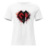 Womens Graffiti Heart girlie fit white Gymplode casualwear t-shirt with icon logo, front view