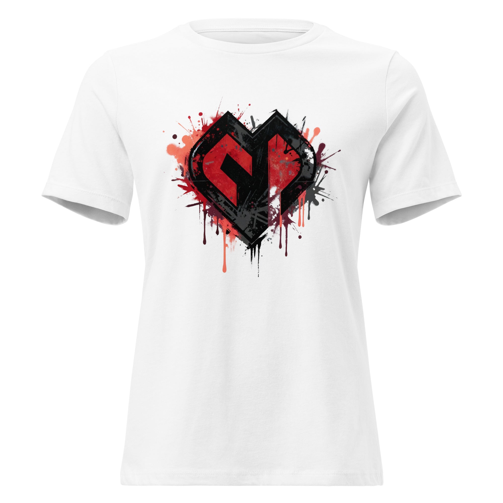 Womens Graffiti Heart girlie fit white Gymplode casualwear t-shirt with icon logo, front view