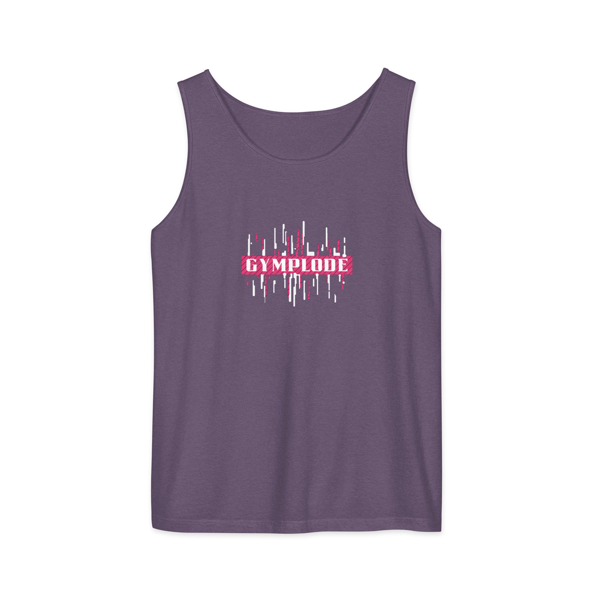 Womens grape Prismatic relaxed fit tank top with Gymplode signature logo