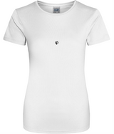Arctic white AWDis eco womens girlie fit workout t-shirt with Gymplode icon logo