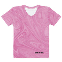 Womens Aurora Pink regular fit sports t-shirt with Gymplode signature logo, front view