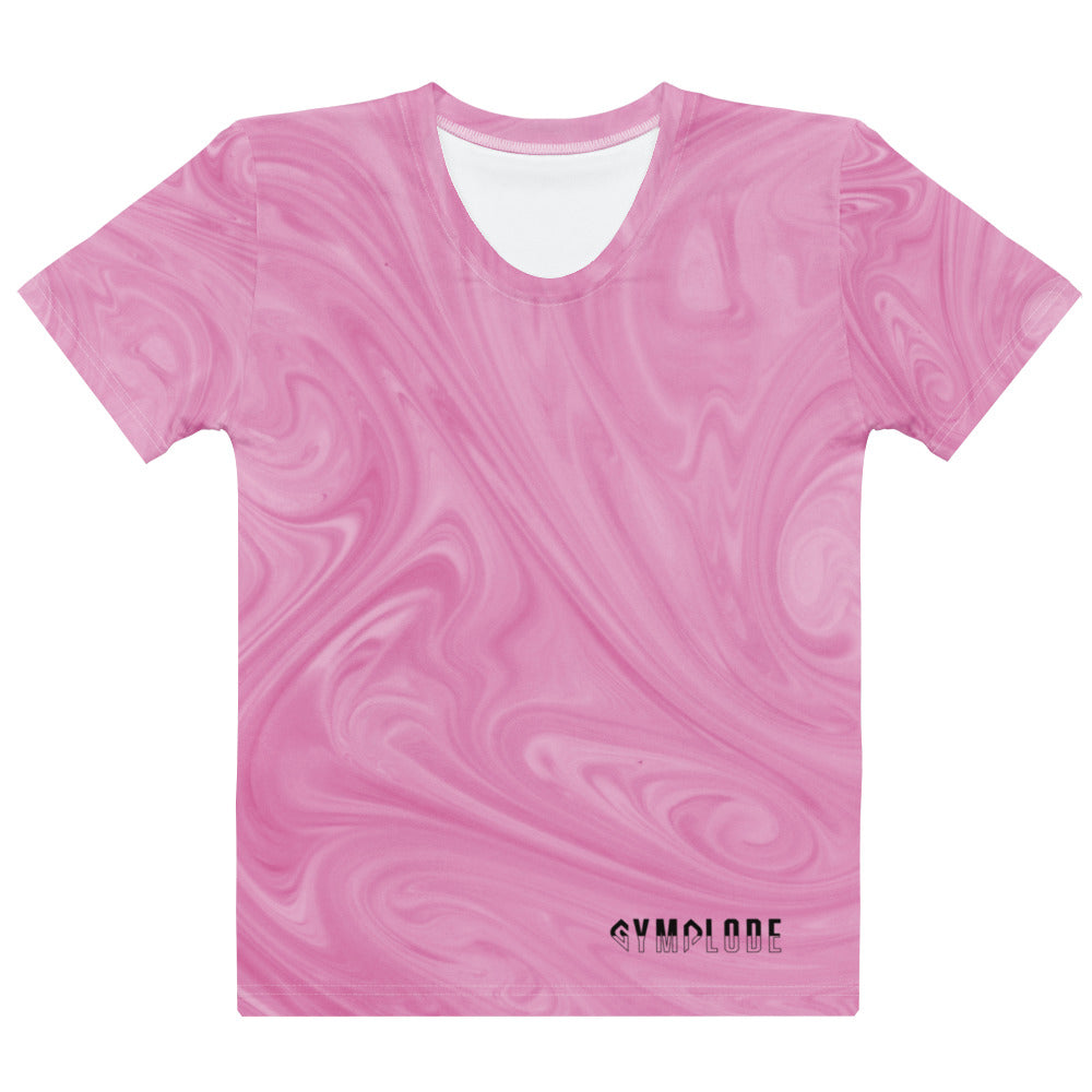 Womens Aurora Pink regular fit sports t-shirt with Gymplode signature logo, front view