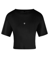 Black TriDri® womens activewear crop top t-shirt with Gymplode icon logo