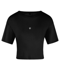 Black TriDri® womens activewear crop top t-shirt with Gymplode icon logo