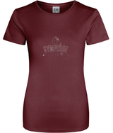 Burgundy womens AWDis t-geo girlie fit sports t-shirt with Gymplode signature logo