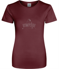 Burgundy womens AWDis t-geo girlie fit sports t-shirt with Gymplode signature logo