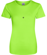 Electric green AWDis eco womens girlie fit workout t-shirt with Gymplode icon logo
