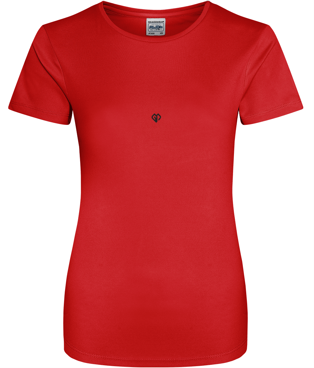 Fire red AWDis eco womens girlie fit workout t-shirt with Gymplode icon logo