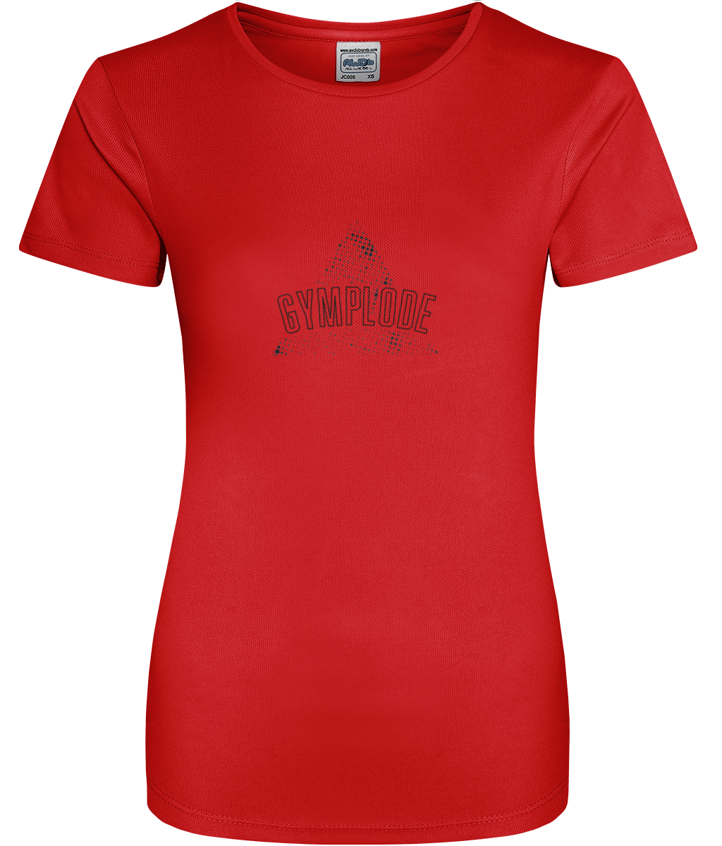 Fire red womens AWDis t-geo girlie fit sports t-shirt with Gymplode signature logo