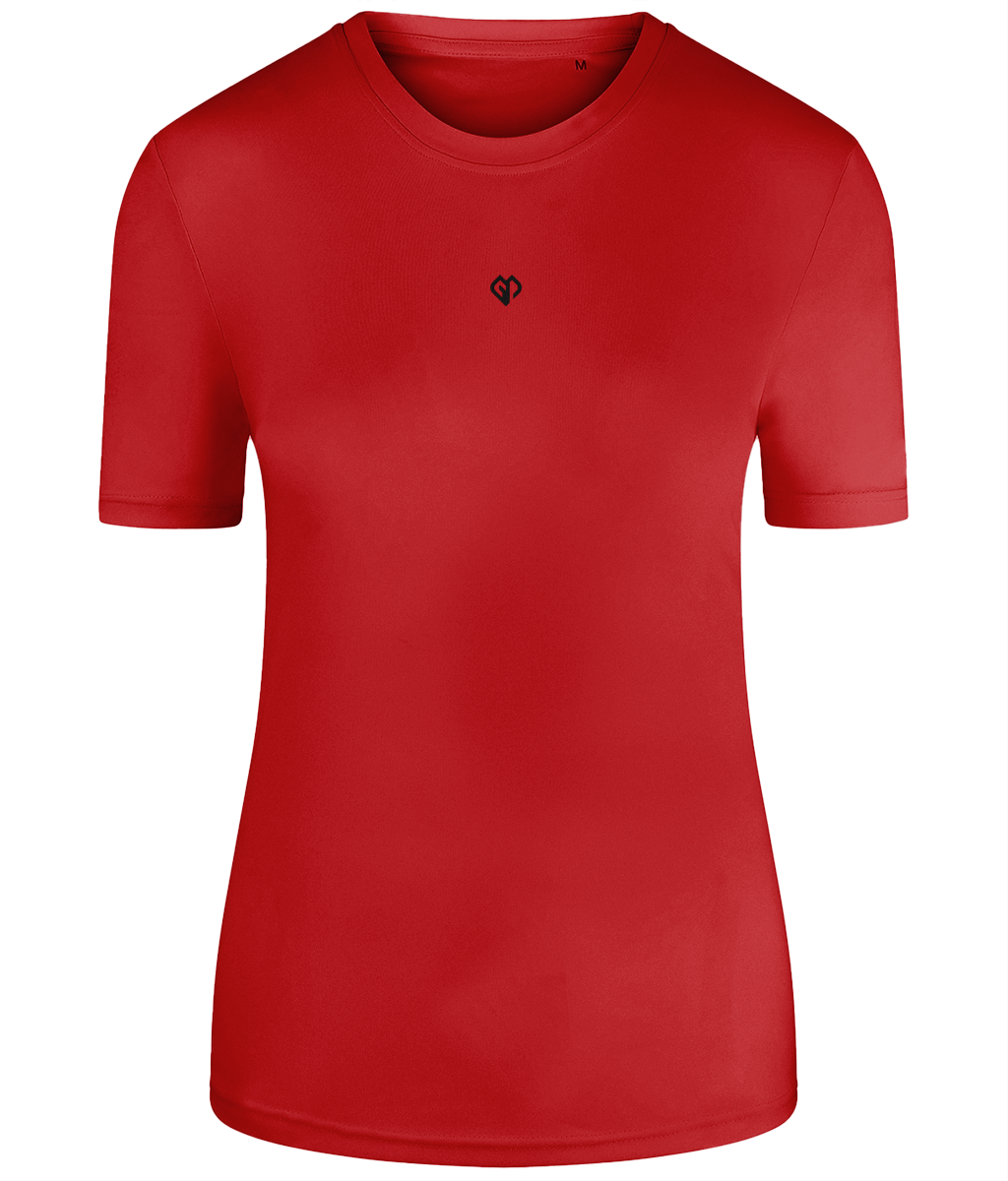 Fire red TriDri® eco girlie fit sports activewear womens t-shirt with Gymplode icon logo
