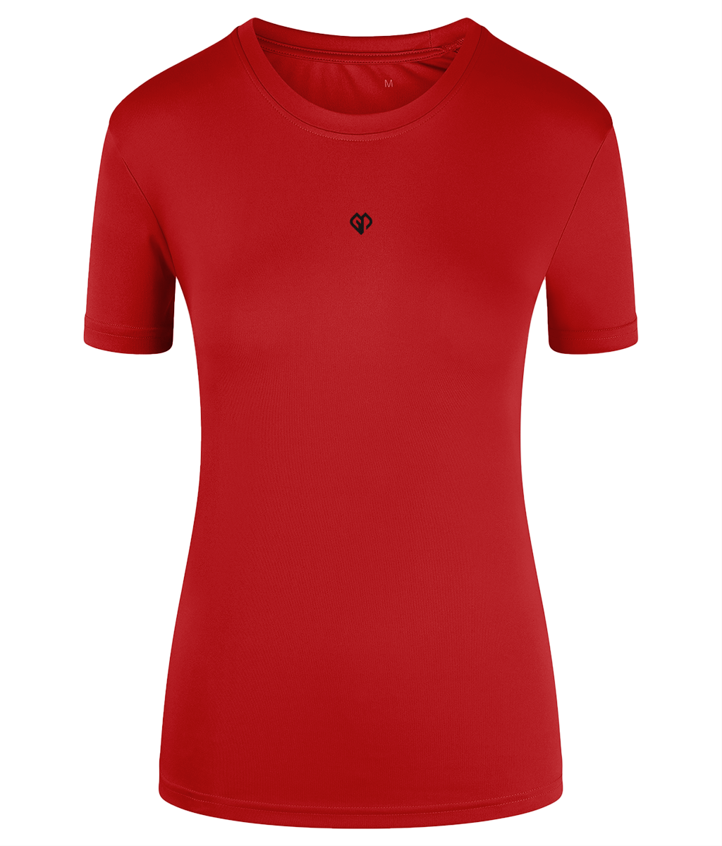 Fire red TriDri® girlie fit sports activewear womens t-shirt with Gymplode icon logo