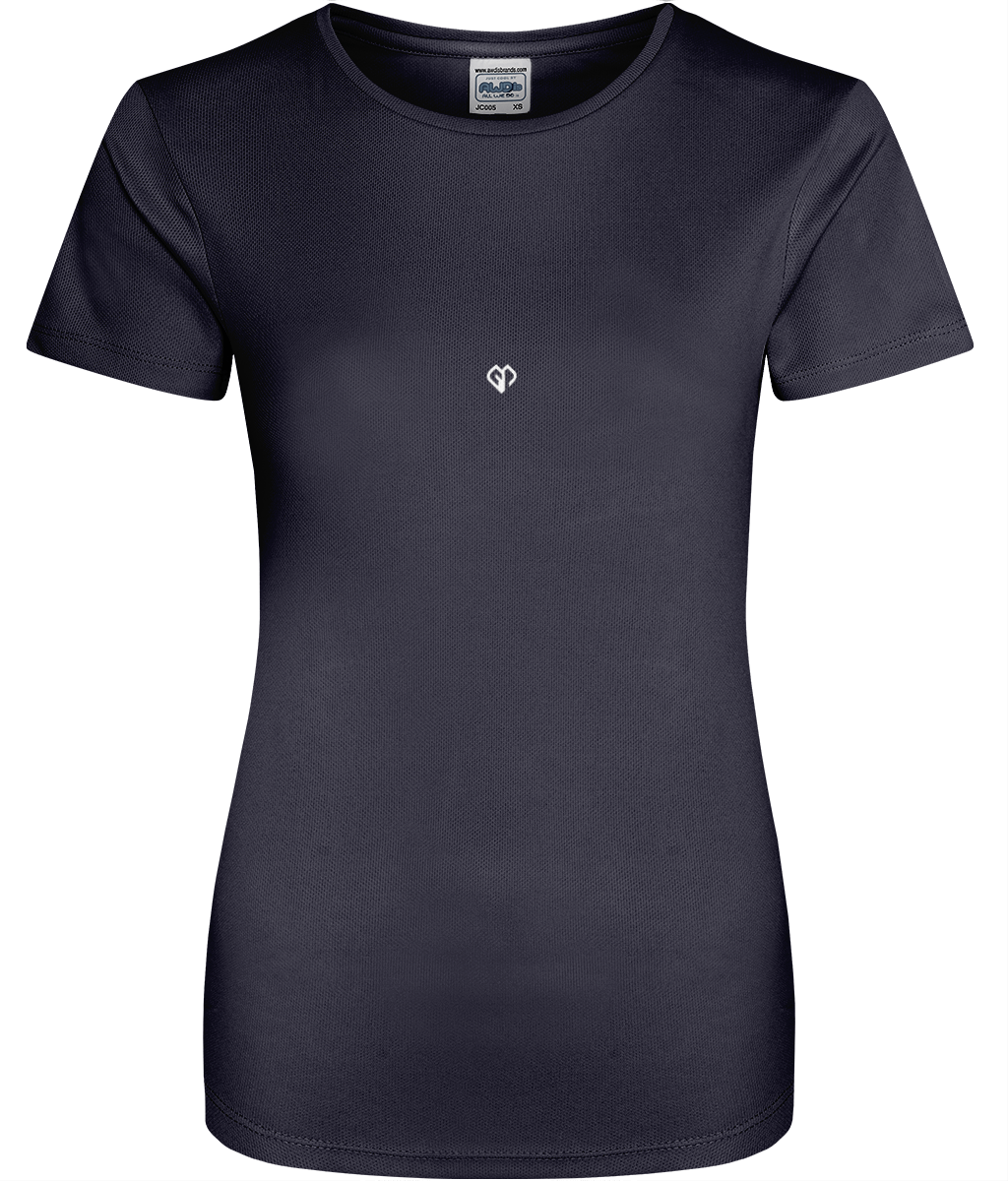 French navy AWDis eco womens girlie fit workout t-shirt with Gymplode icon logo