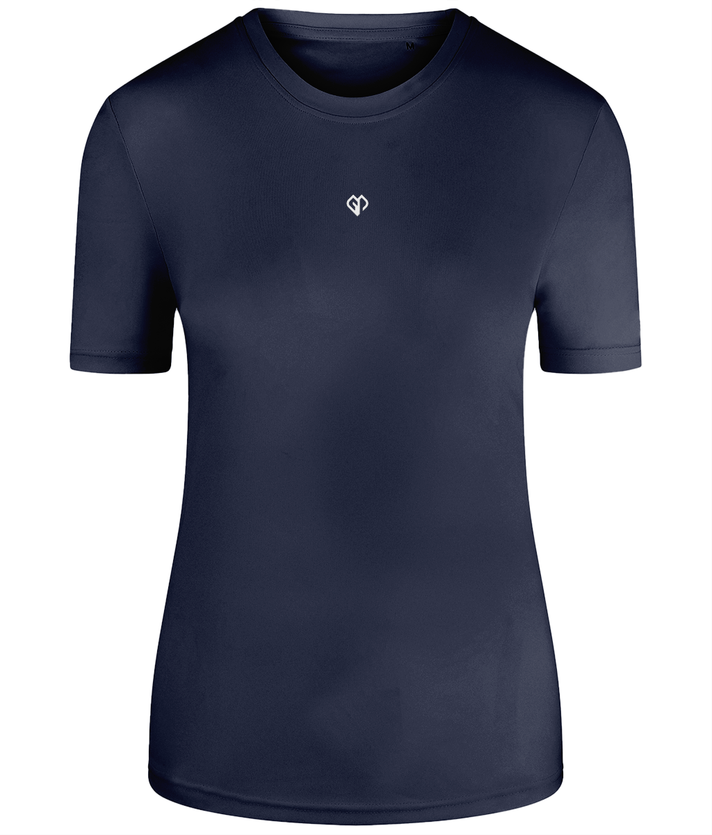 French navy TriDri® eco girlie fit sports activewear womens t-shirt with Gymplode icon logo