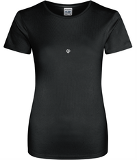 Jet black AWDis eco womens girlie fit workout t-shirt with Gymplode icon logo