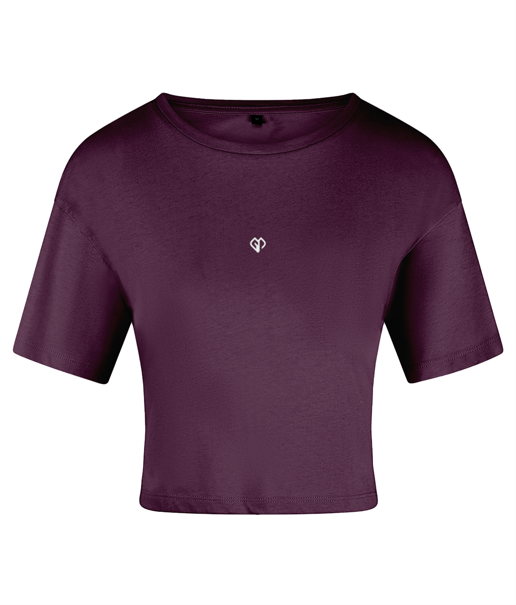 Mulberry TriDri® womens activewear crop top t-shirt with Gymplode icon logo