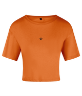 Orange TriDri® womens activewear crop top t-shirt with Gymplode icon logo
